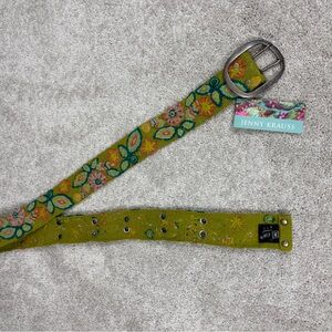 Jenny Krauss Handmade Verde Colorful Floral Embroidered Wool Belt Size M NWT